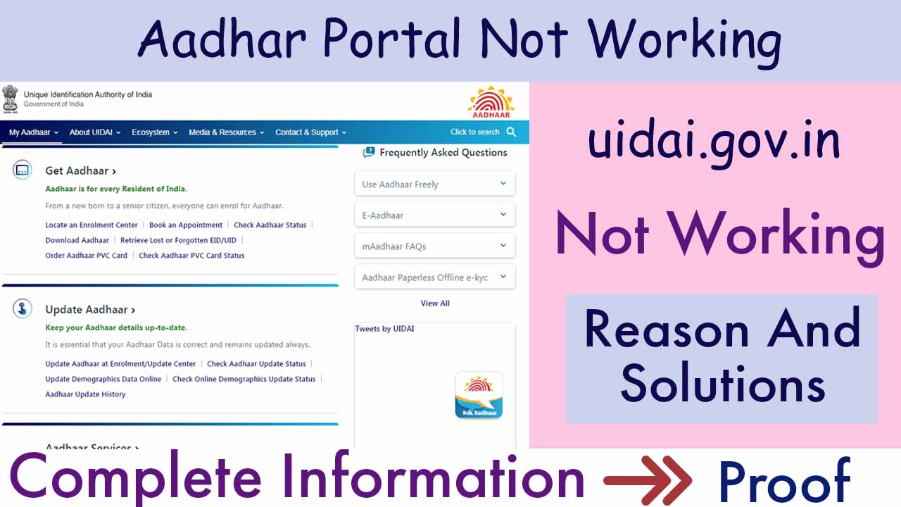 Aadhar Portal Not Working