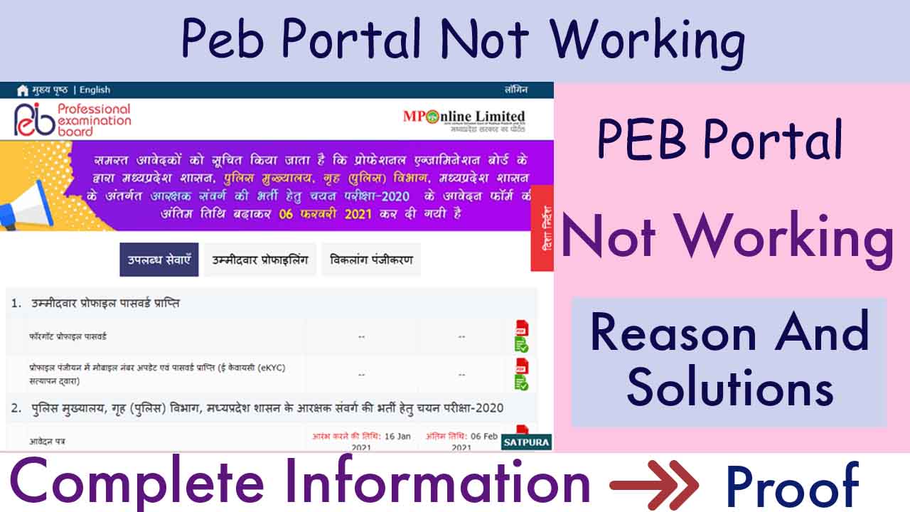 PEB Portal Not Working