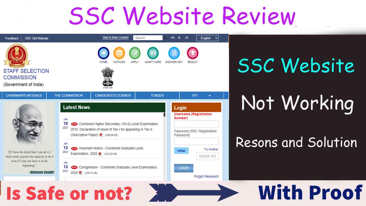 SSC Website not working