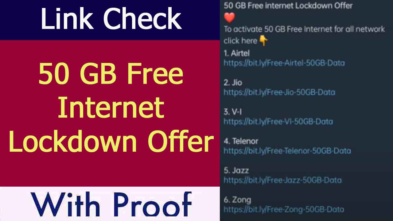 50 GB Free Internet Lockdown Offer