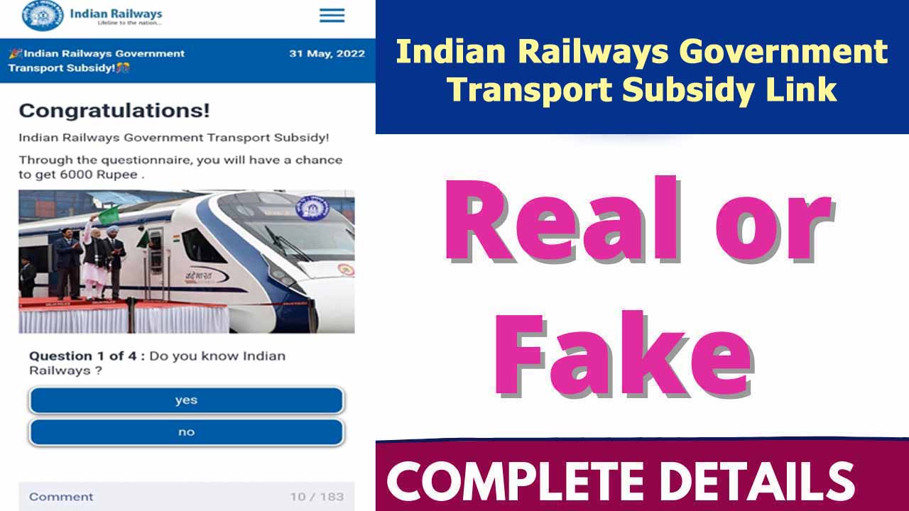 Indian Railways Government Transport Subsidy Link