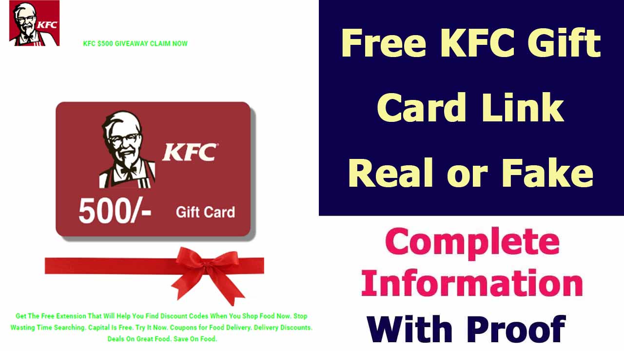 Free KFC Gift Card Link Reality