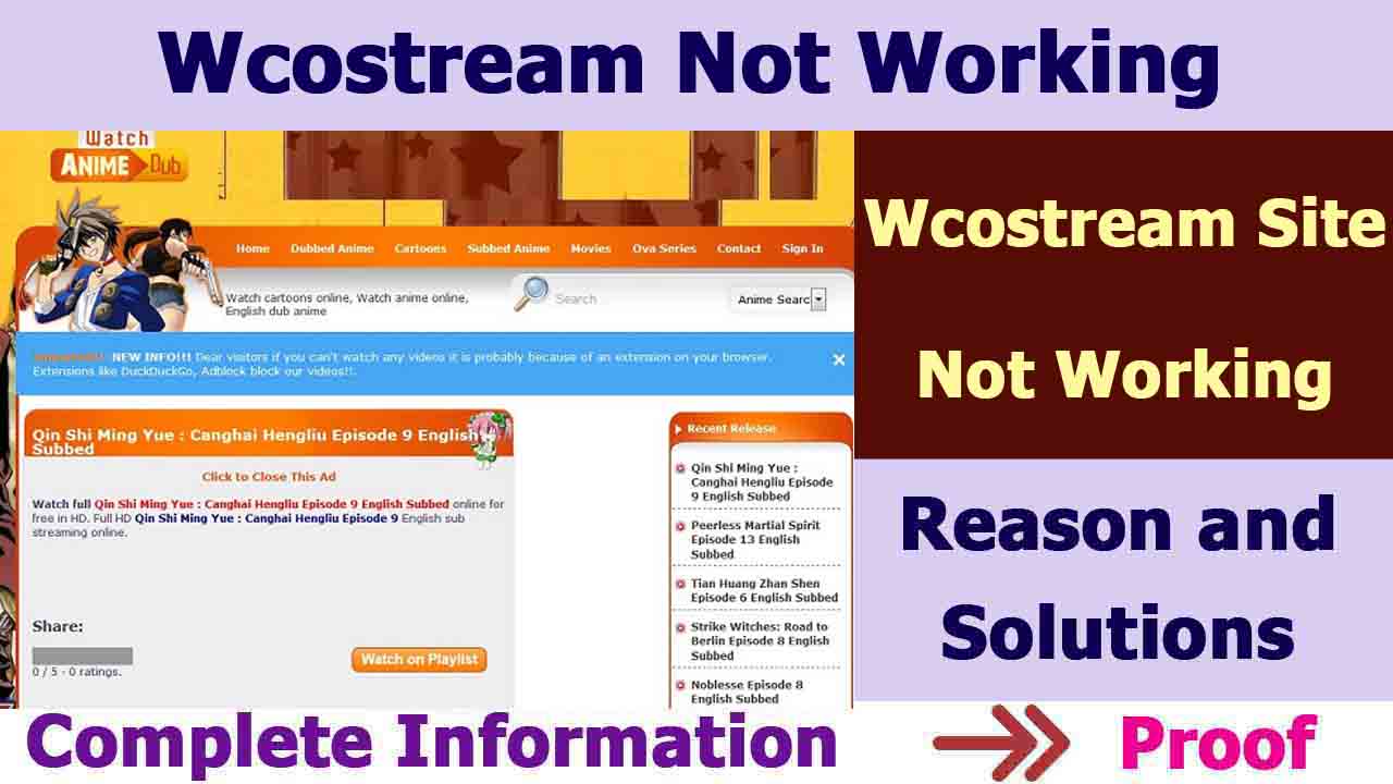 Wcostream Site Not Working